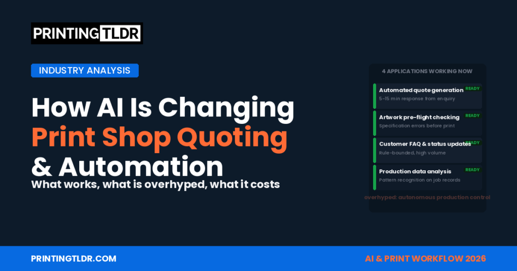 How AI is changing print shop quoting and workflow automation — 4 applications working in 2026