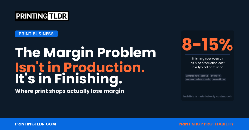 Why print shops lose margin in finishing not production — 8-15% finishing cost overrun analysis